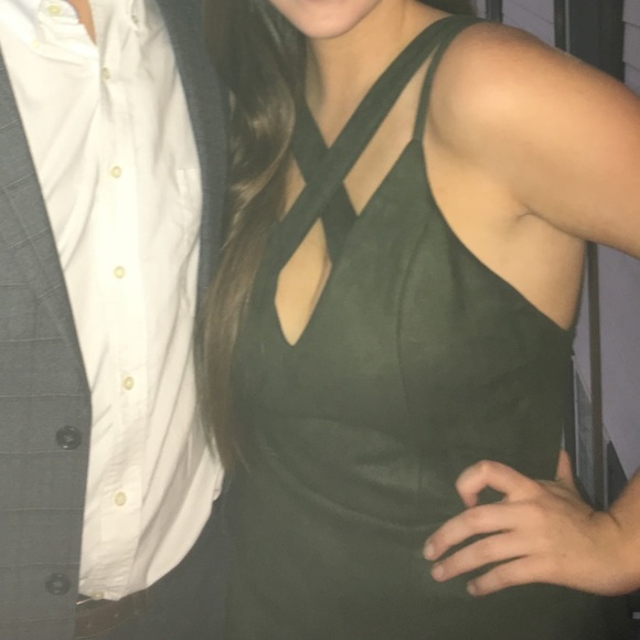 GB Hunter Green Polyester/velvet Midi Dress - Picture 4 of 5